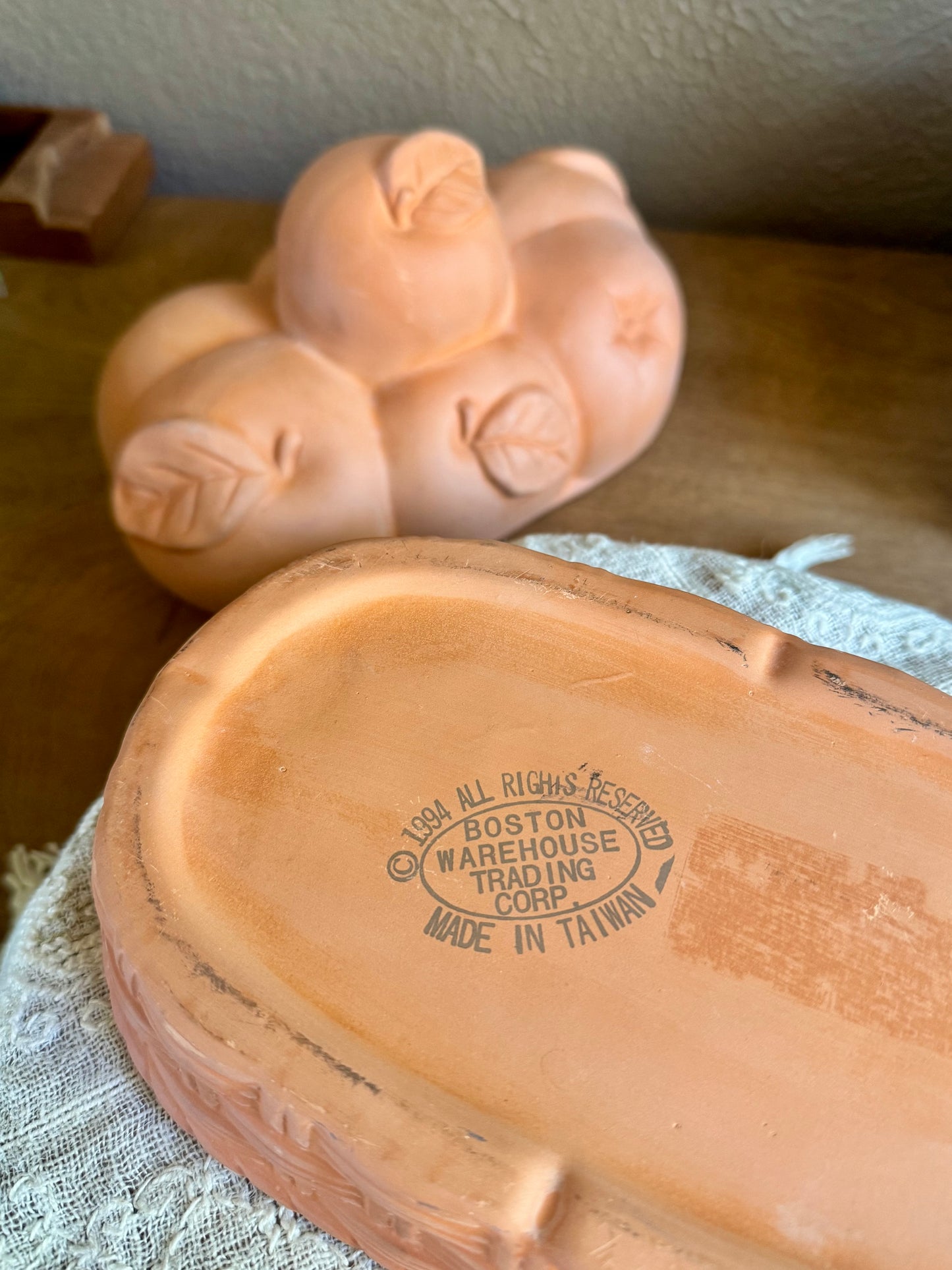 90’s Terracotta Apple Lidded Bread Warmer