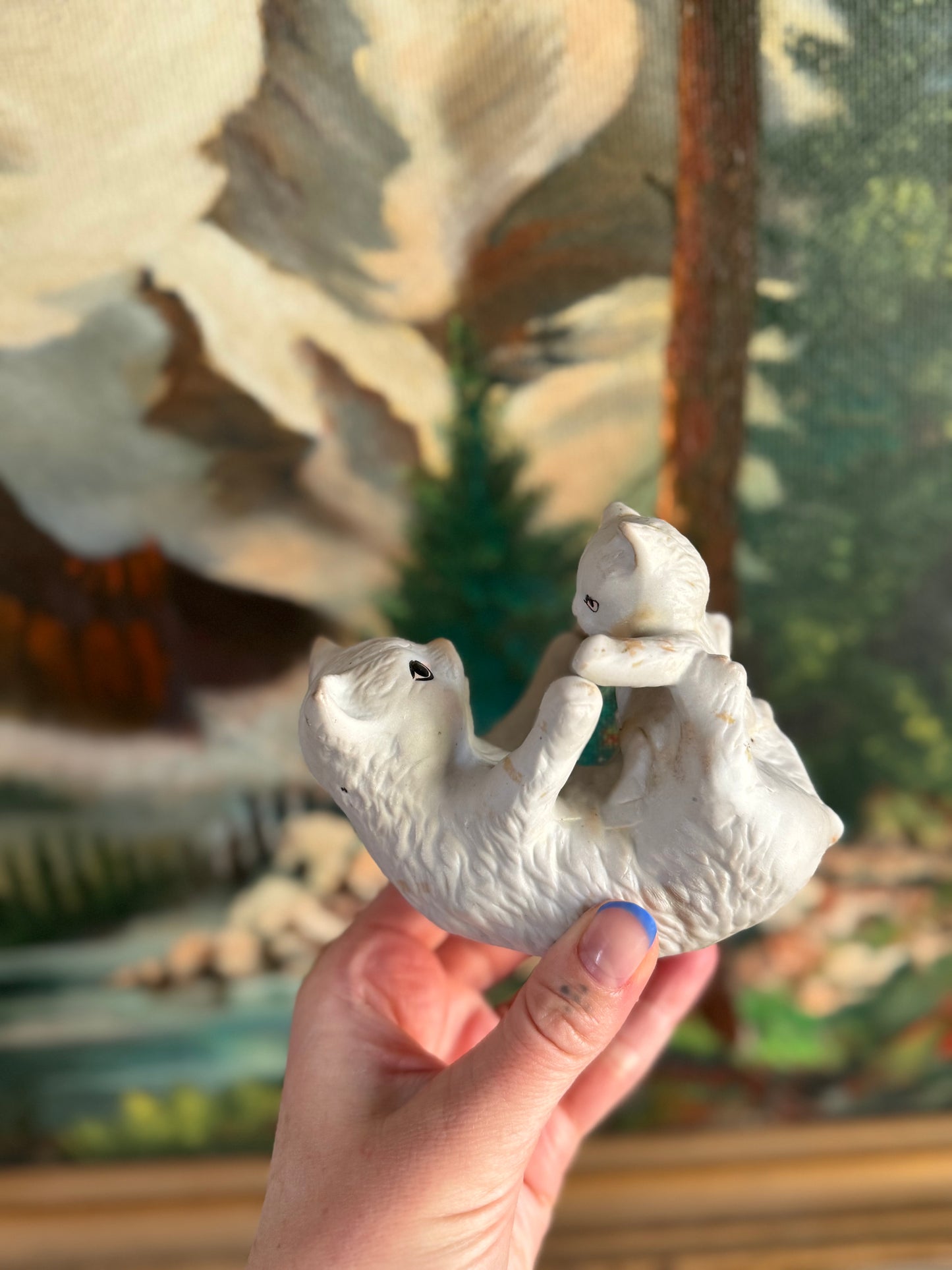 Porcelain Mama with Baby Kitten