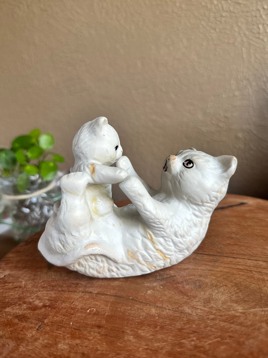 Porcelain Mama with Baby Kitten