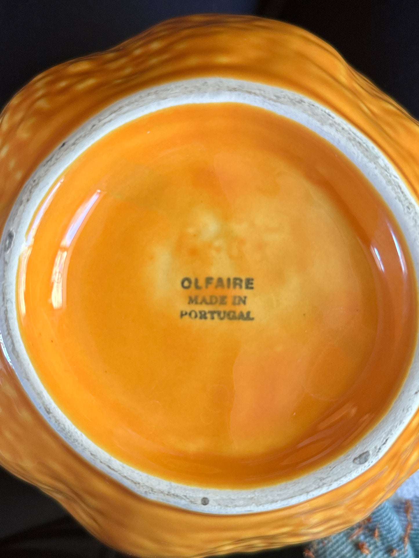 Large Vintage Majolica Orange Pottery Pitcher