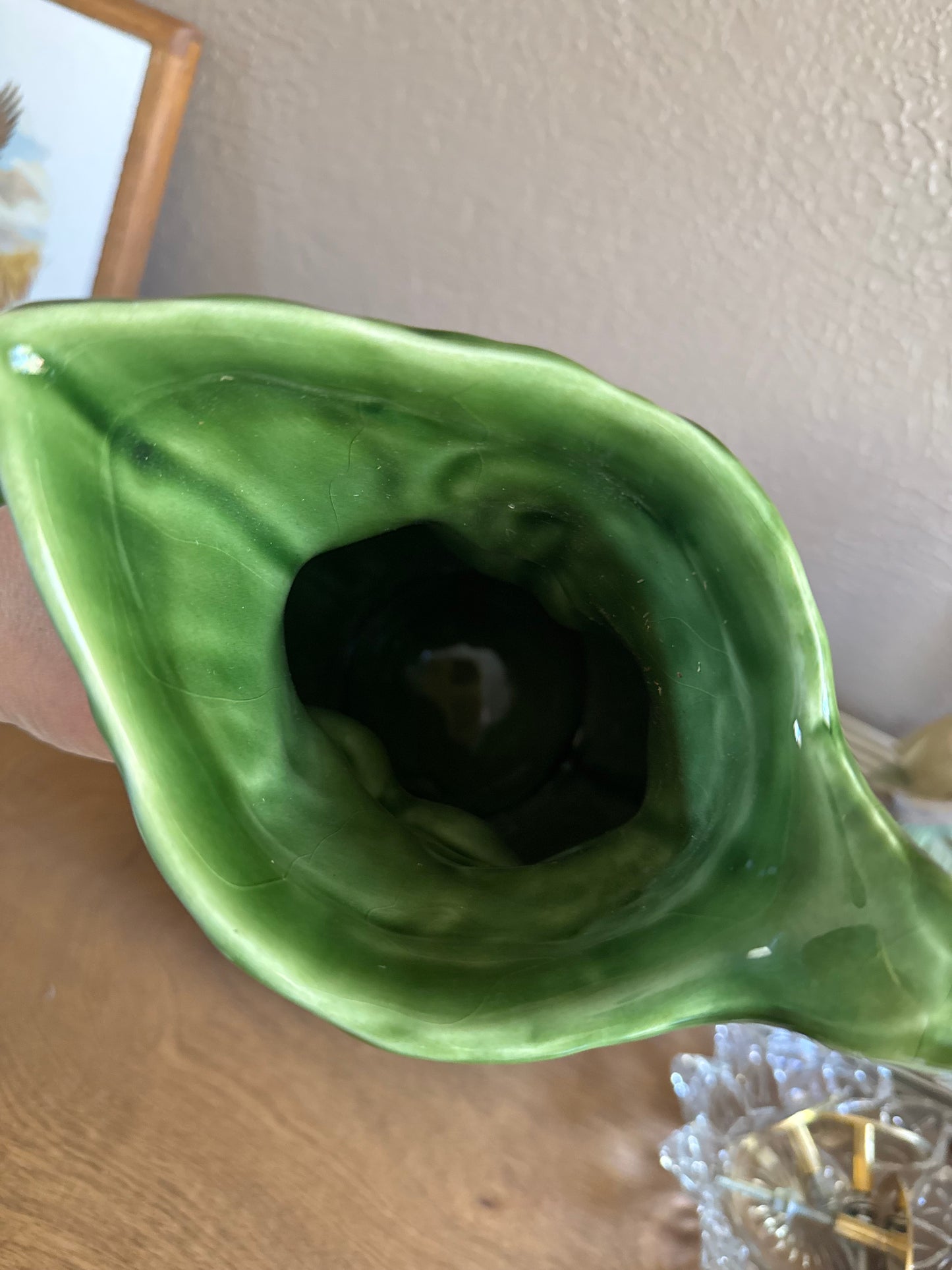 Large Vintage Majolica Orange Pottery Pitcher