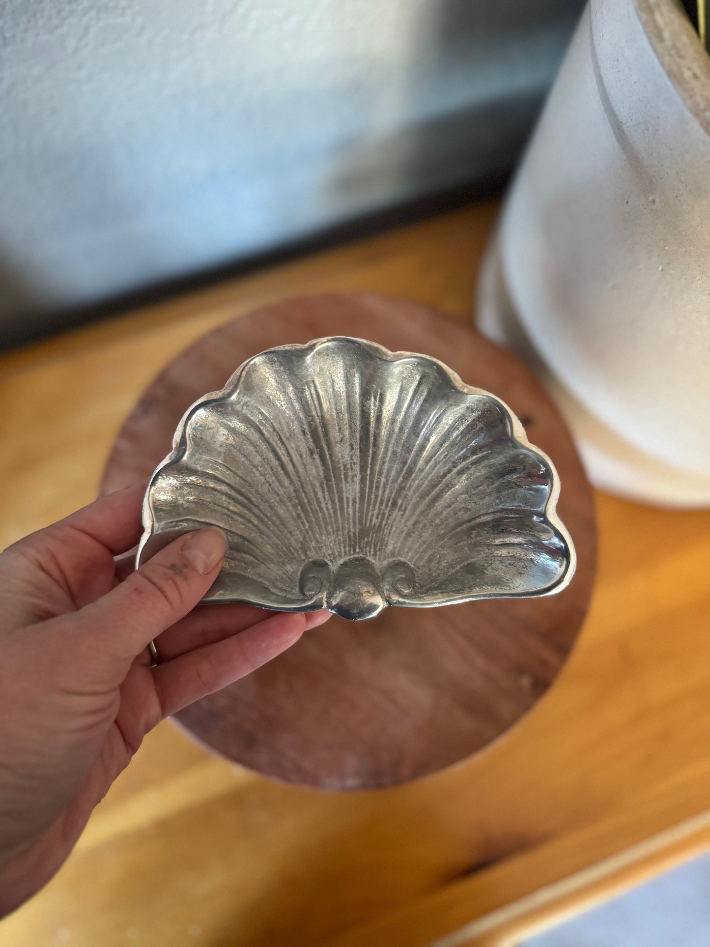 Vintage Silver Shell Trinket Dish