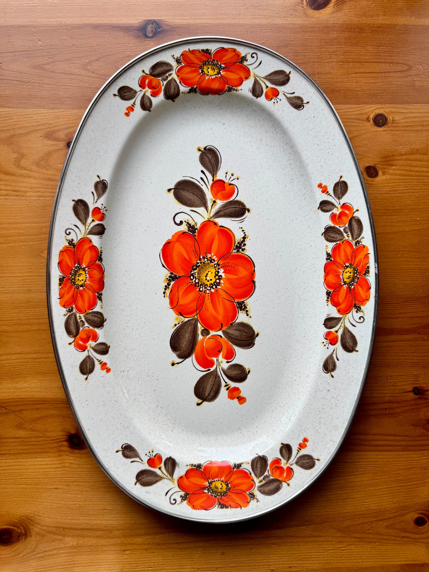 Large MCM 70’s Orange Poppy Platter