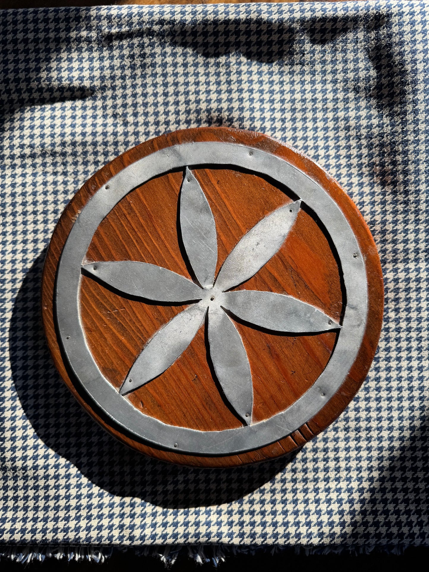 Wood & Metal Flower Trivet