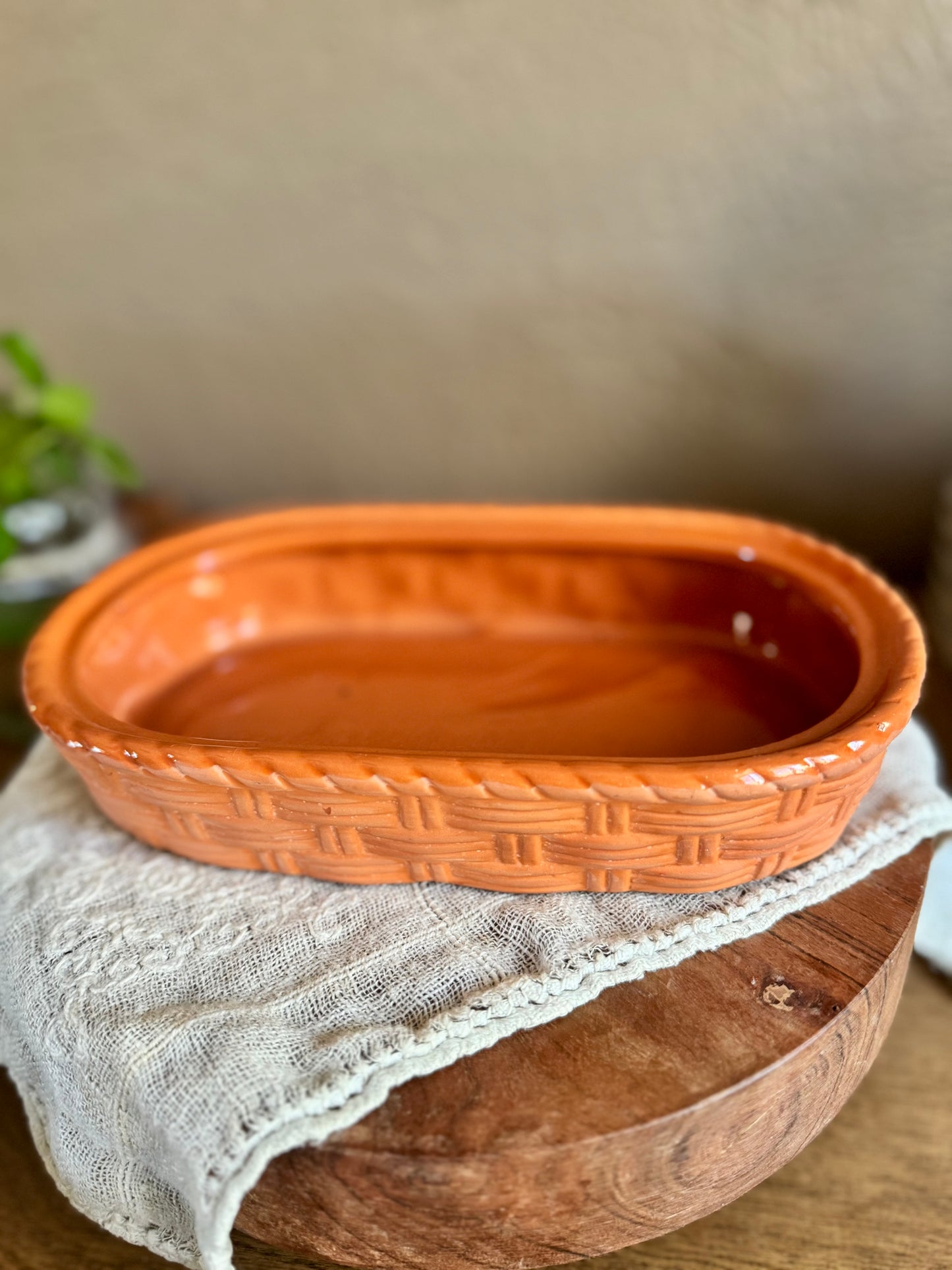 90’s Terracotta Apple Lidded Bread Warmer