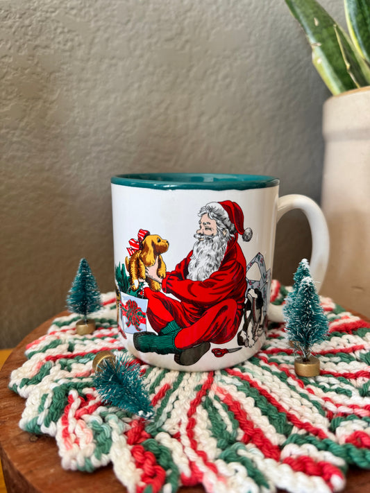 Vintage Santa with Puppies Mug