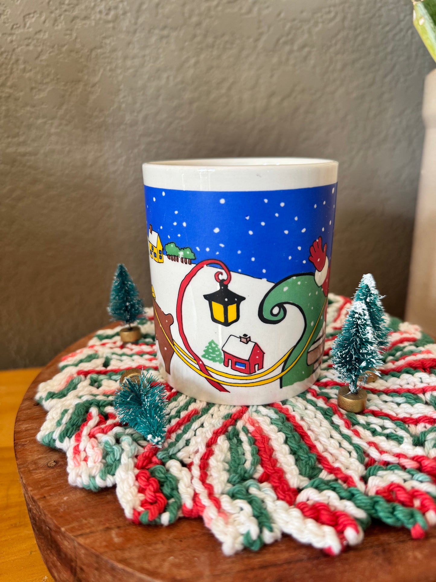 Vintage Reindeer with Santa on Roof Mug