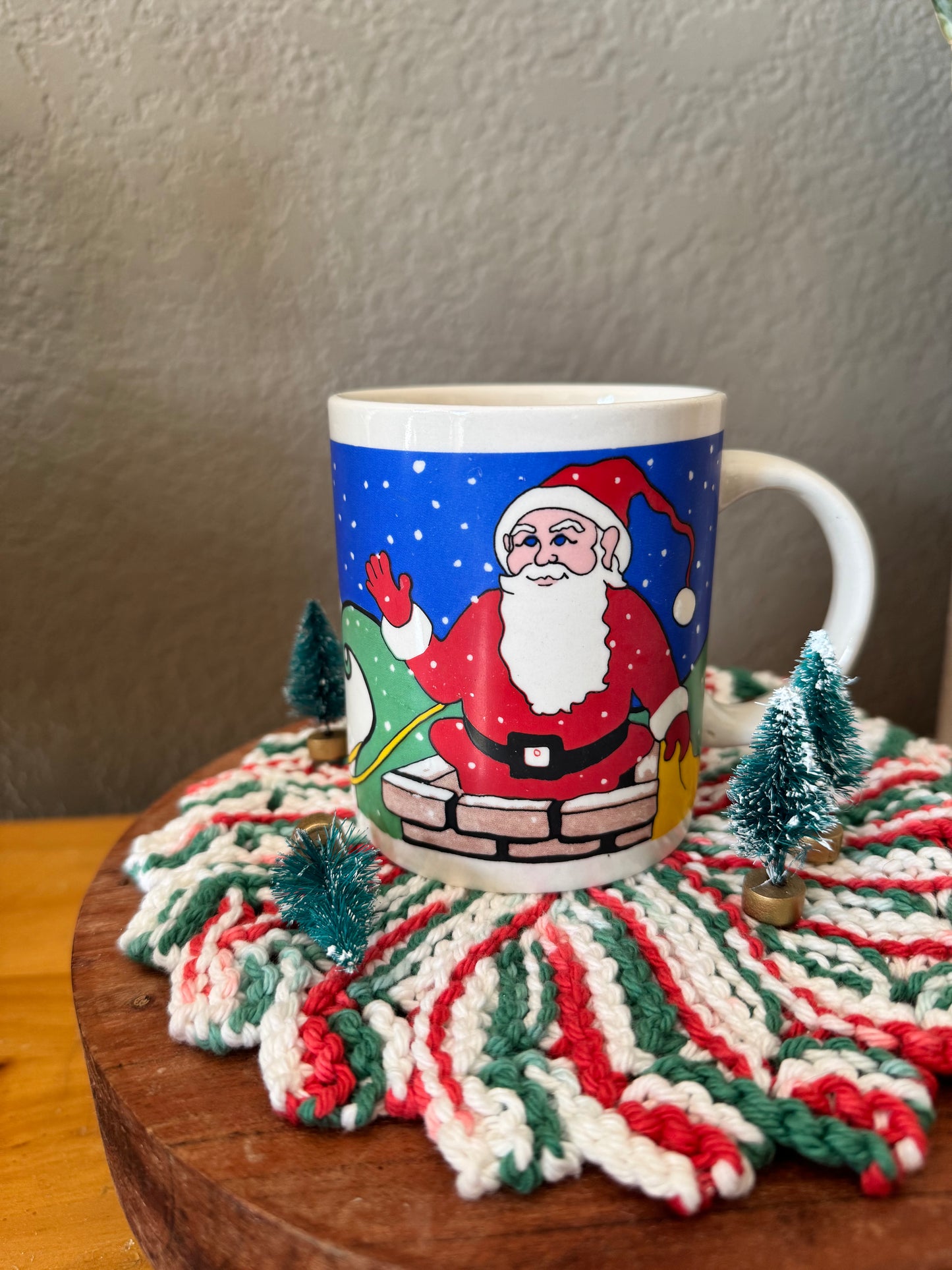 Vintage Reindeer with Santa on Roof Mug