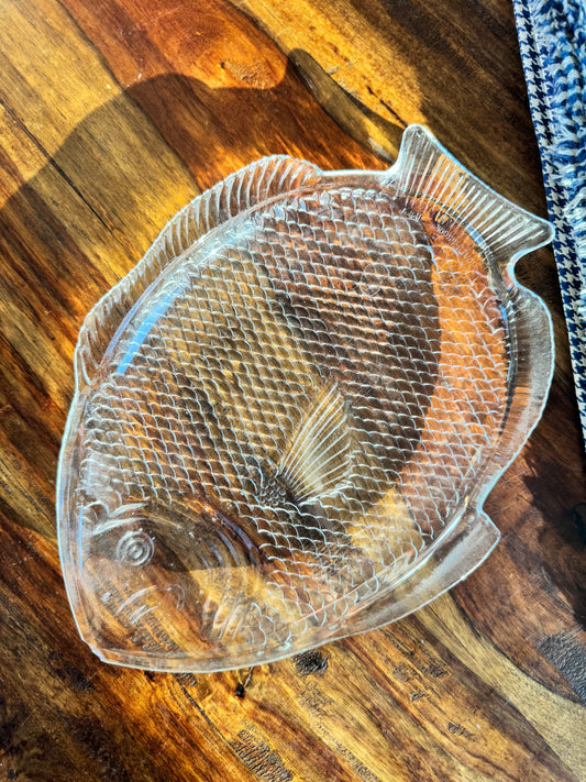 Vintage Glass Fish Platter