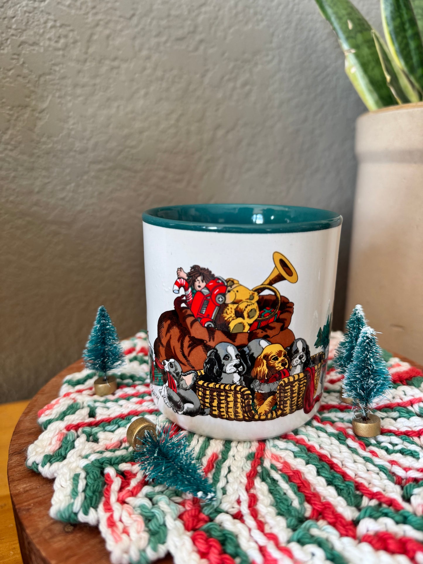 Vintage Santa with Puppies Mug
