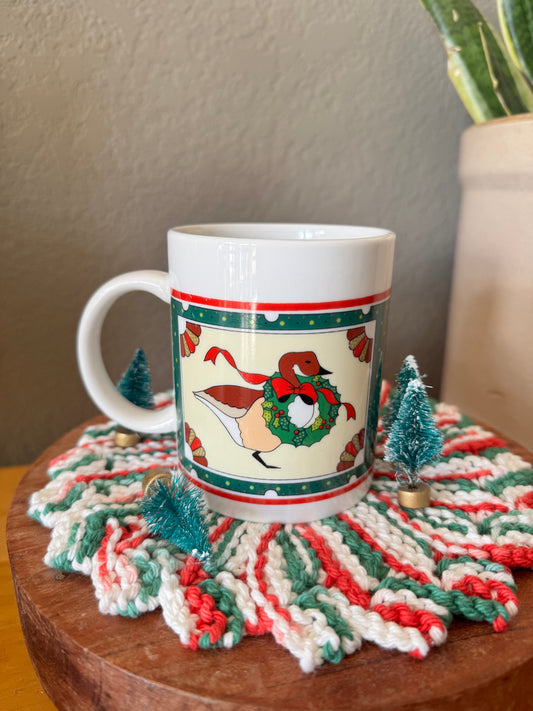 Vintage Holiday Goose with Wreath Mug